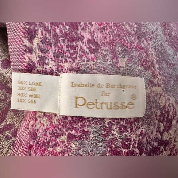 Petrusse Pure Wool Mauve and Pink French Scarf 80x28” - Picture 7 of 11